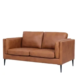 Federkernsofa in Leder Cognac Braun - Lespavo
