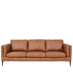 Federkernsofa in Leder Cognac Braun - Lespavo