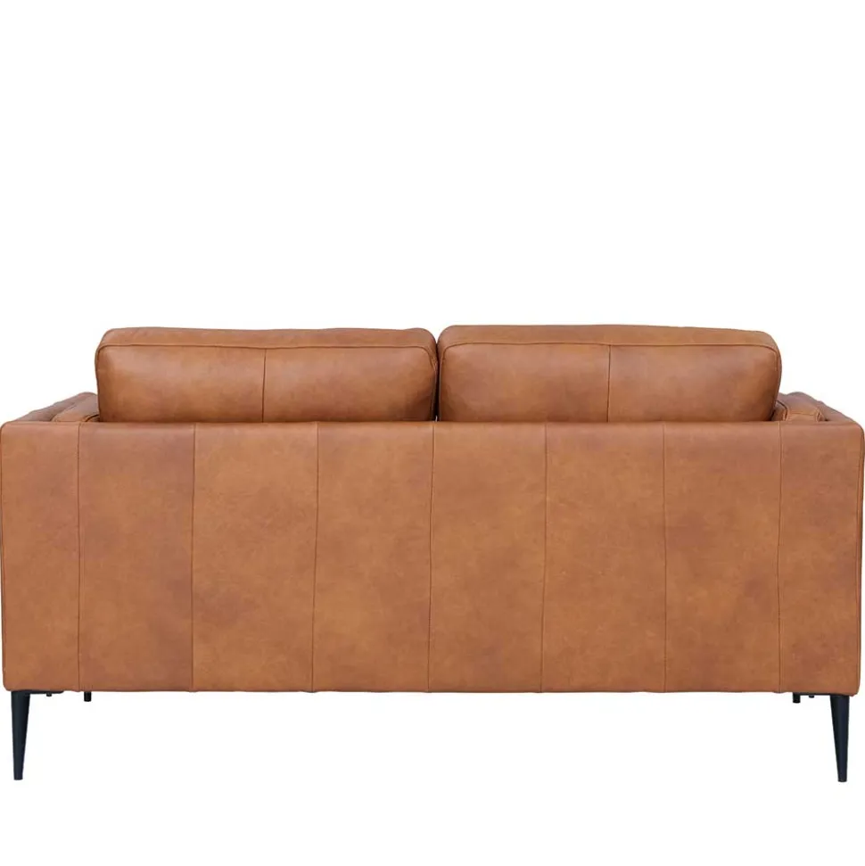 Federkernsofa in Leder Cognac Braun - Lespavo
