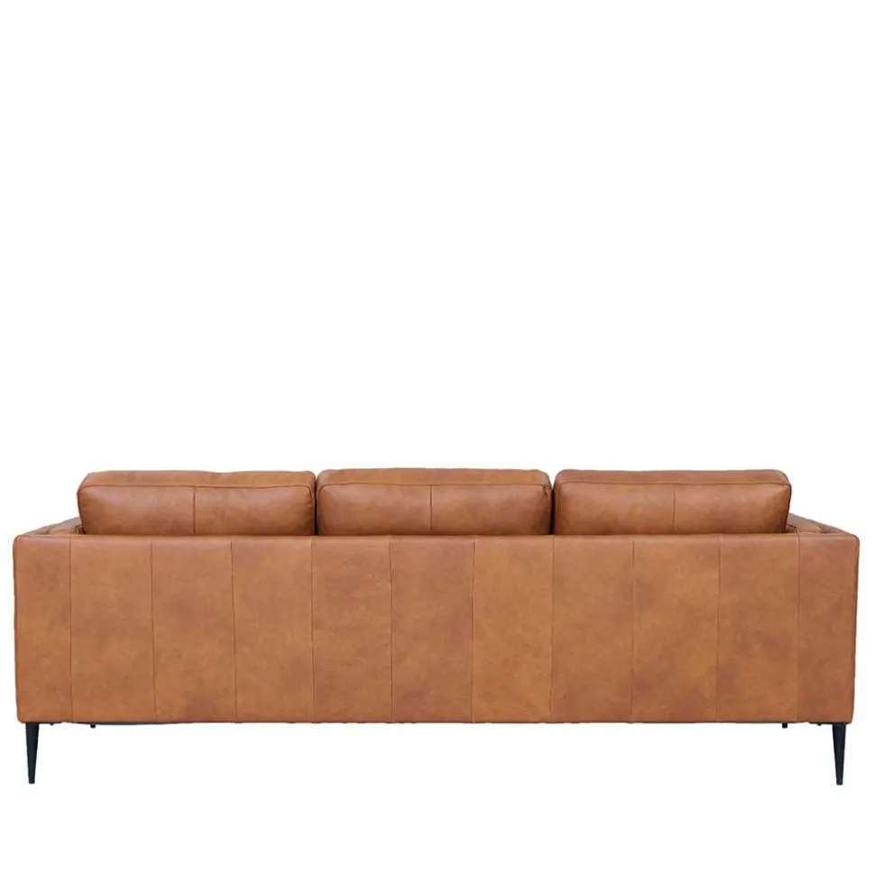 Federkernsofa in Leder Cognac Braun - Lespavo