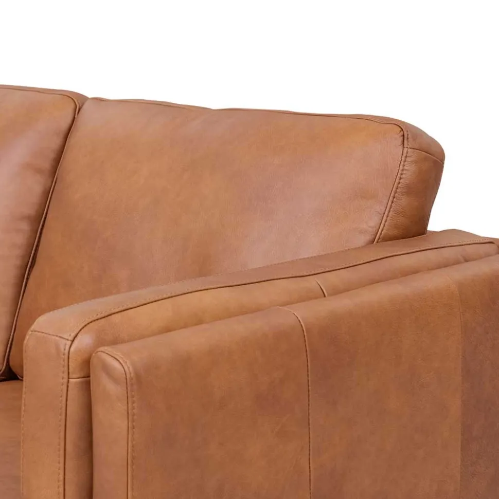 Federkernsofa in Leder Cognac Braun - Lespavo