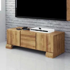 Fernsehtisch Vaskov aus Wildeiche Massivholz
