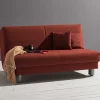 Flachgewebe Bettcouch in Dunkelrot & Alu - Carlive