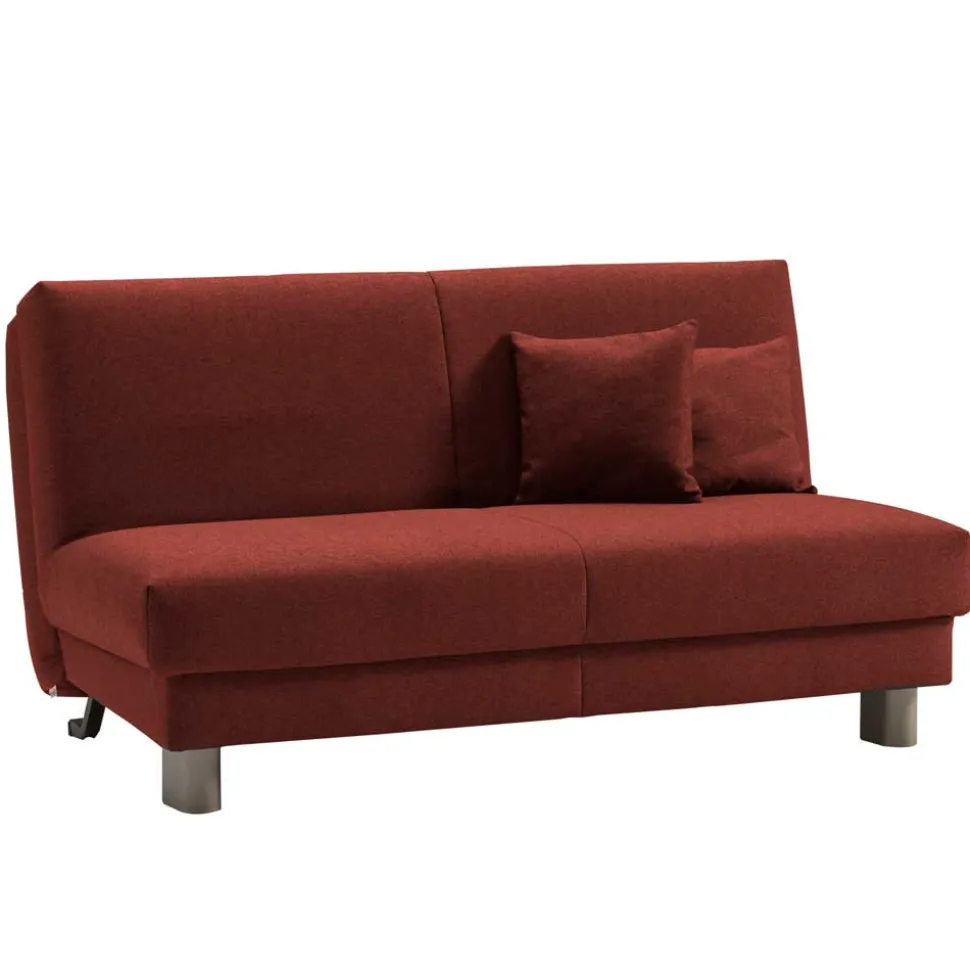 Flachgewebe Bettcouch in Dunkelrot & Alu - Carlive