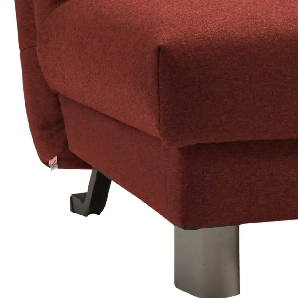 Flachgewebe Bettcouch in Dunkelrot & Alu - Carlive