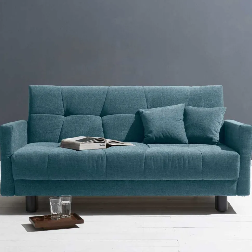 Flachgewebe Bettcouch in Petrol Blau - Vlatkura
