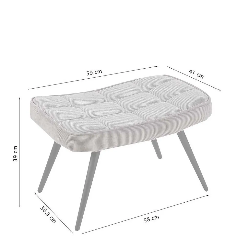 Fußhocker in Beige und Holzoptik - Trees