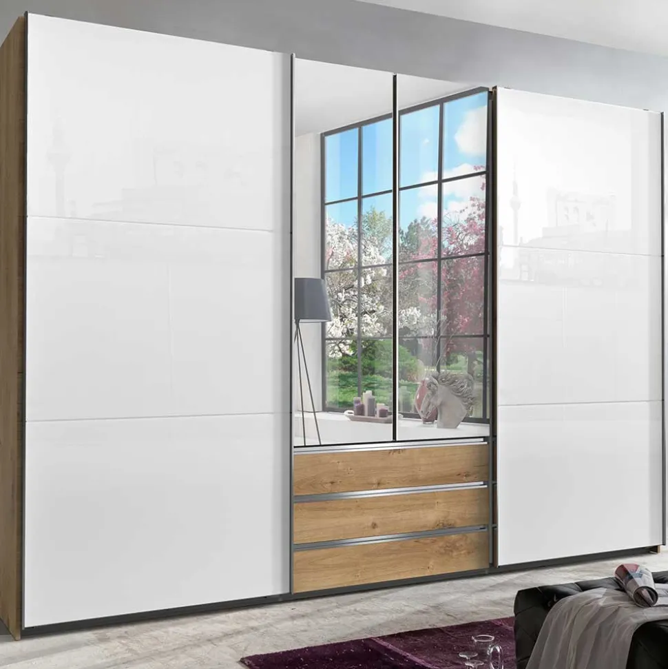 Funktioneller Kleiderschrank mit Dreh- & Schiebetüren - Stufania
