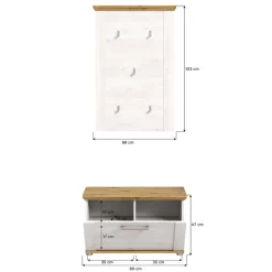 Garderobe und Schuhbank Set - Tocella (zweiteilig)