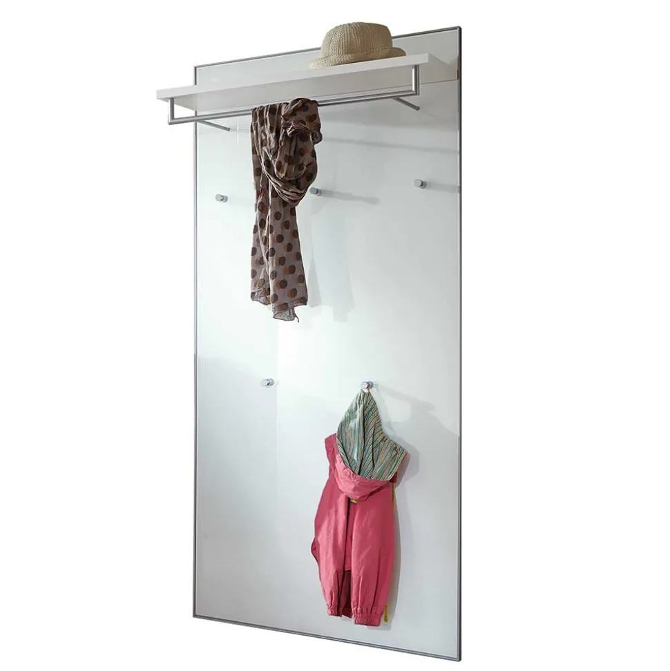 Garderobenpaneel Zoricano in Weiß Glas beschichtet