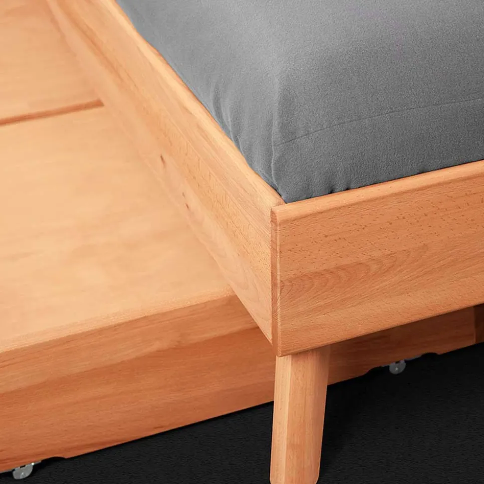 Geöltes Kernbuche Bett 210cm lang - Junola III