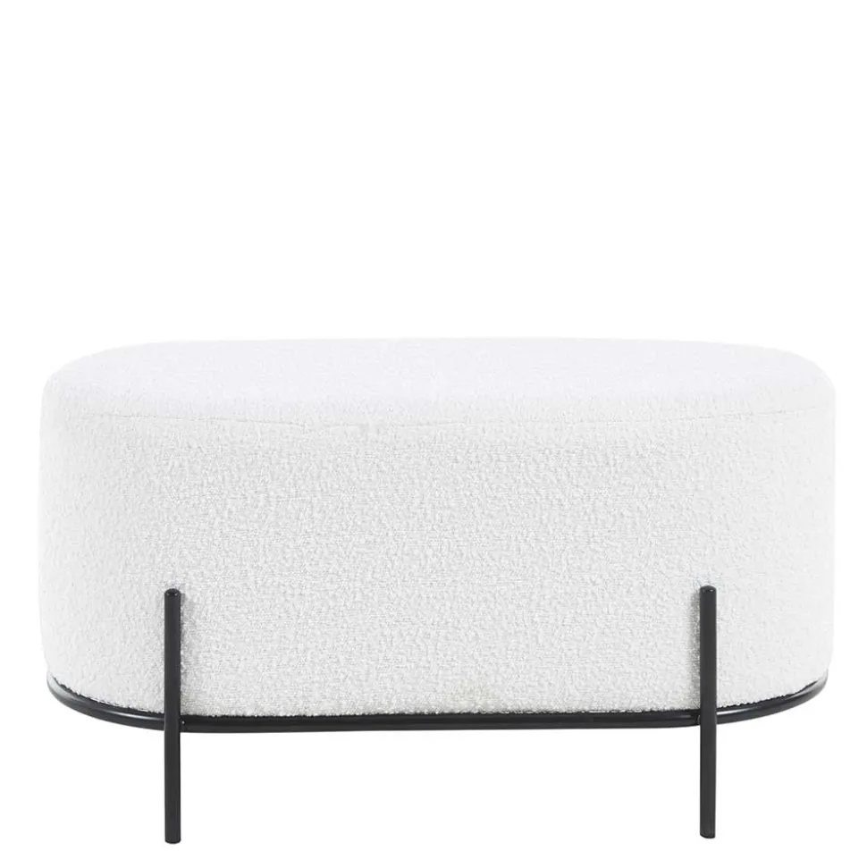 Gepolsterter Hocker in Oval mit Boucle Bezug - Cady