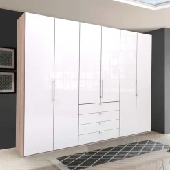 Geräumiger Schlafzimmerschrank in Weiß Glas - Bosays