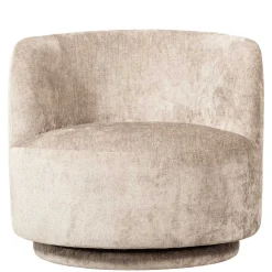 Gerundeter Chenille Wohnzimmersessel in Beige - Paryra