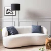 Gerundetes Federkern Sofa in Weiß Boucle - Zenya