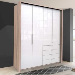 Glasfront Kombi-Kleiderschrank in Weiß - Bosays