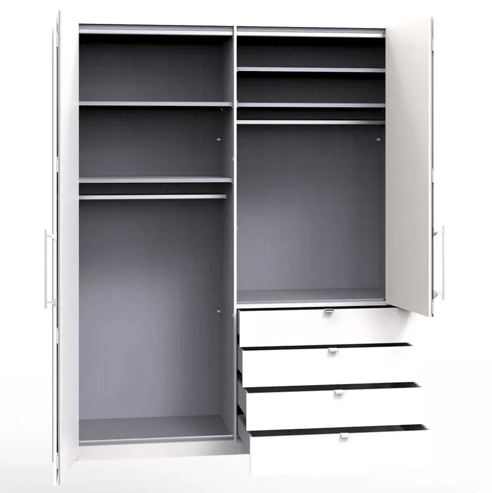 Glasfront Kombi-Kleiderschrank in Weiß - Bosays