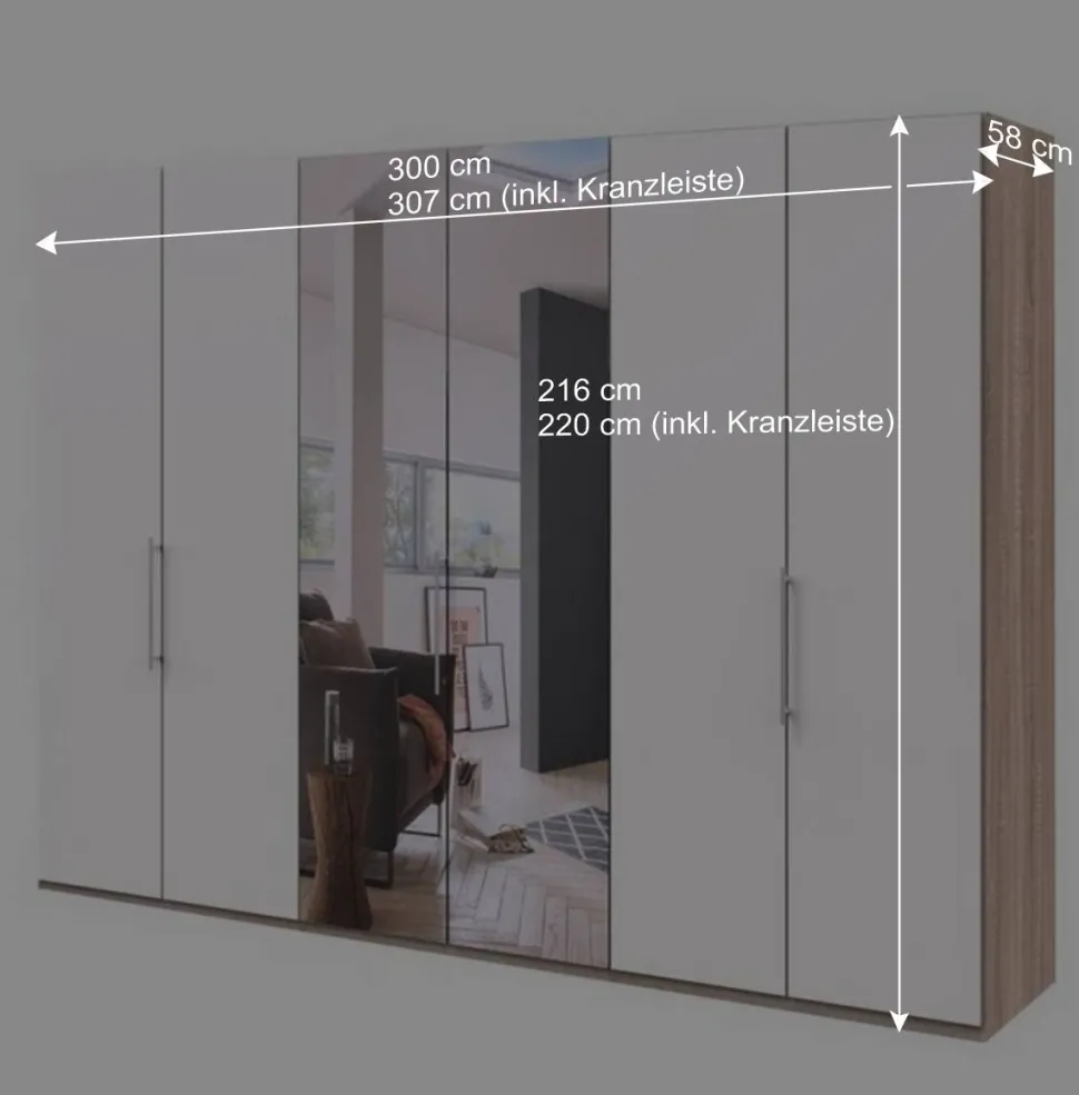 Gleittüren-Schlafzimmerschrank mit Spiegel - Vaclyn