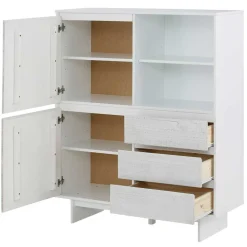 Günstiges Kombi Highboard in Weiß lasiert - Vagniu