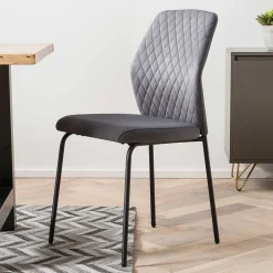 Graue Samtstühle mit Gestell aus Metall - Sharkas (2er Set)