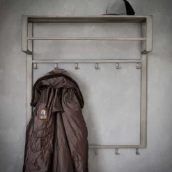 Graue Stahl Wandgarderobe mit 12 Haken - King