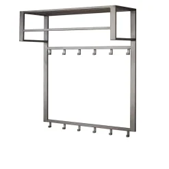 Graue Stahl Wandgarderobe mit 12 Haken - King