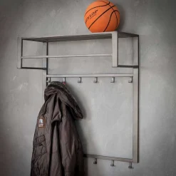 Graue Stahl Wandgarderobe mit 12 Haken - King