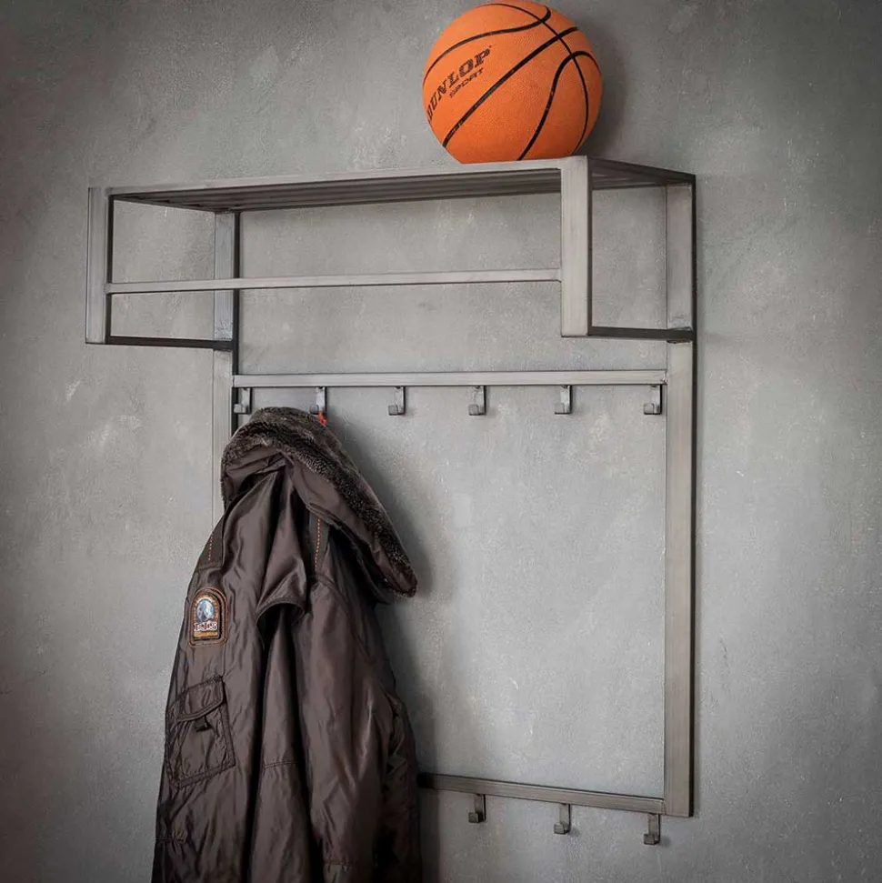 Graue Stahl Wandgarderobe mit 12 Haken - King