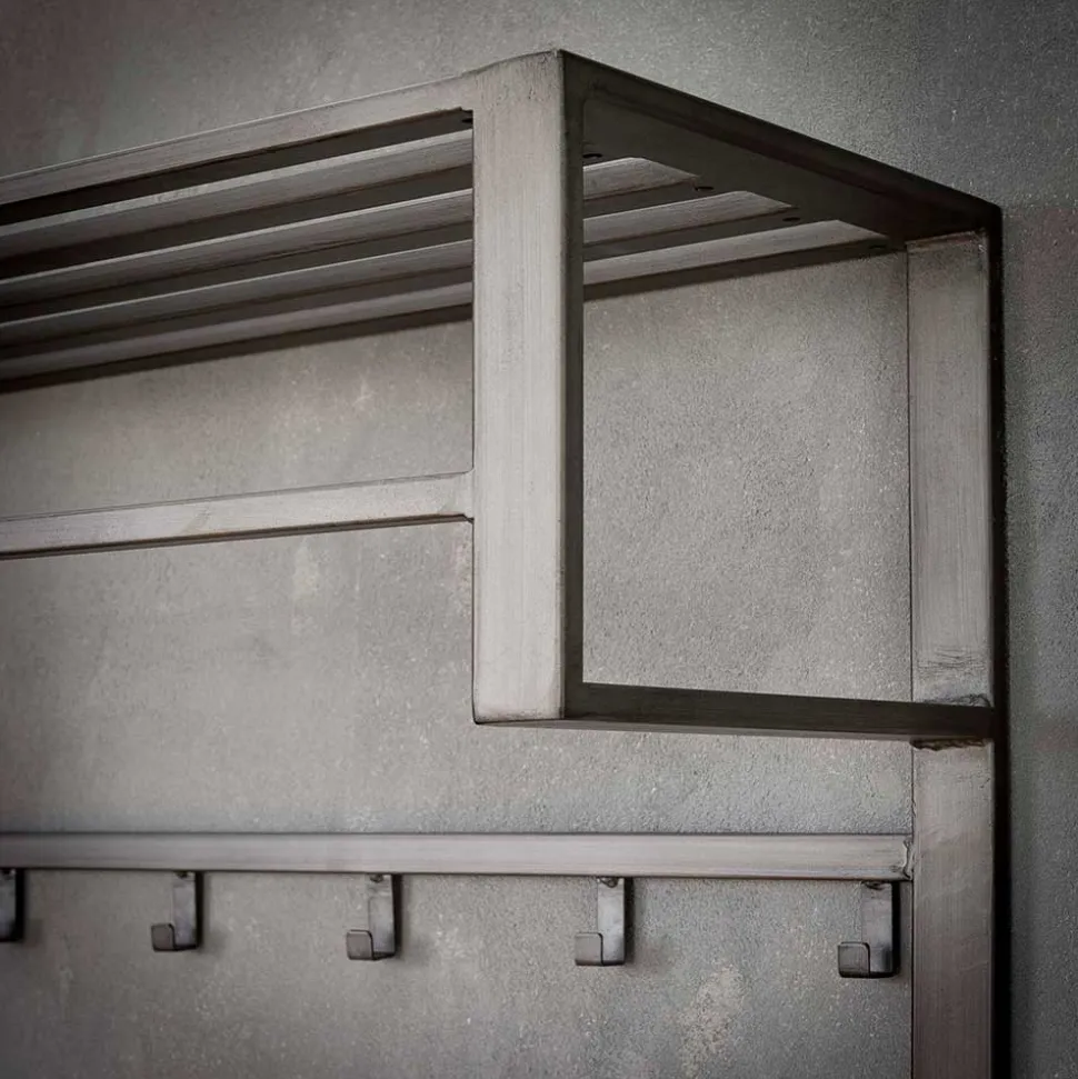 Graue Stahl Wandgarderobe mit 12 Haken - King