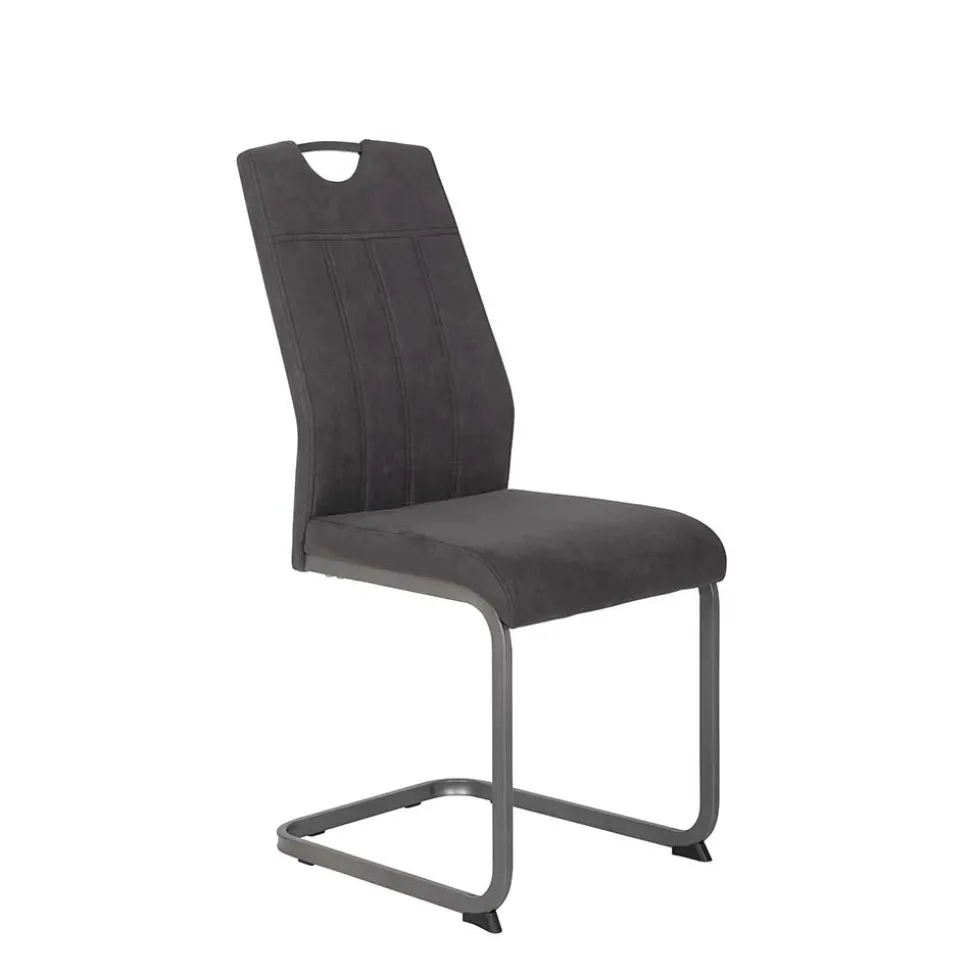 Grauer Microfaser Stuhl mit Schwingfuß - Racelyn (Set)