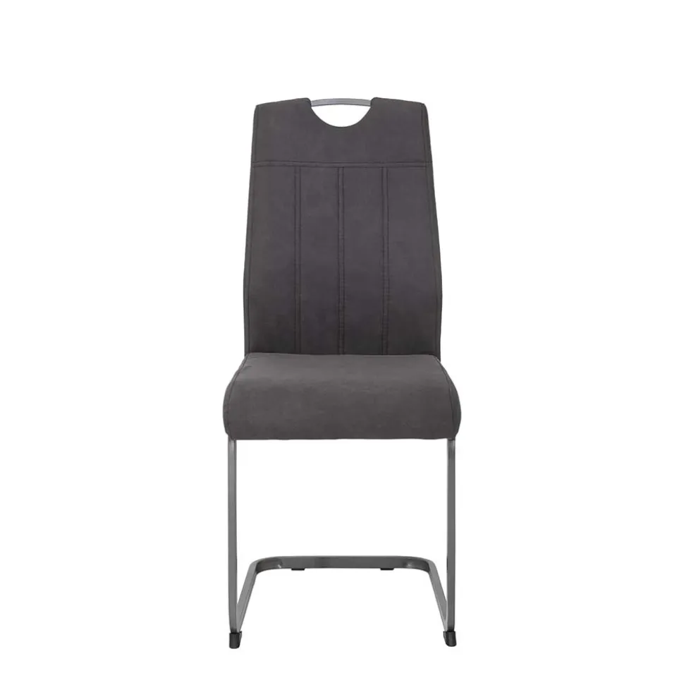 Grauer Microfaser Stuhl mit Schwingfuß - Racelyn (Set)