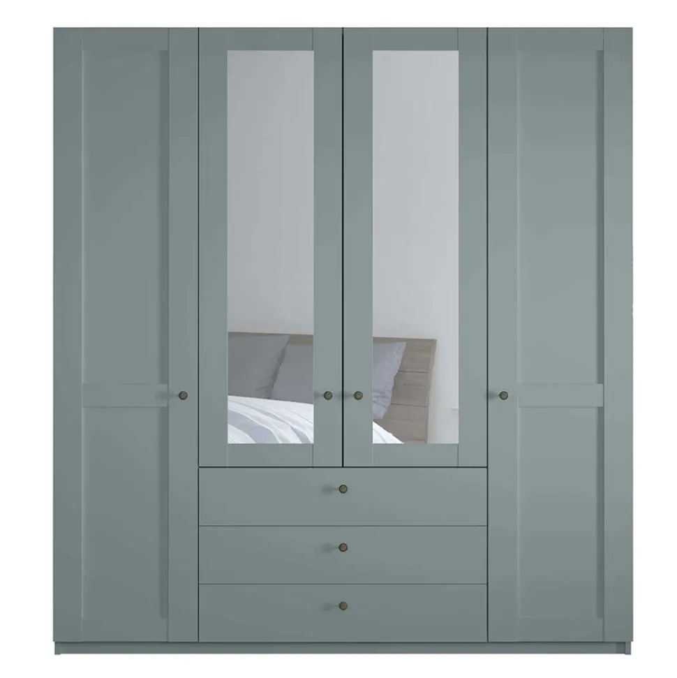 Graugrüner Kombi-Kleiderschrank 200 cm breit - Rajavo