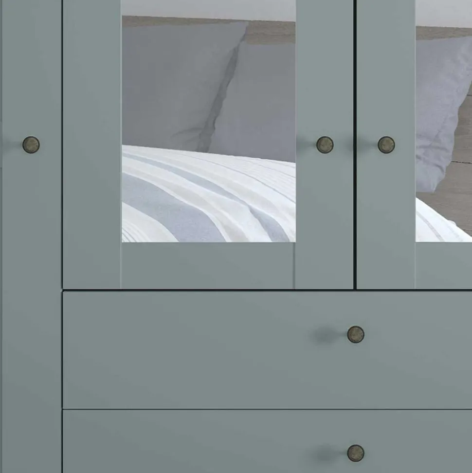 Graugrüner Kombi-Kleiderschrank 200 cm breit - Rajavo
