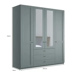 Graugrüner Kombi-Kleiderschrank 200 cm breit - Rajavo