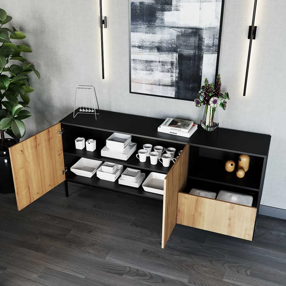 Griffloses Sideboard in Wildeiche Optik - Cavan