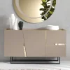 Große Kommode in Taupe mit Spiegel in Bronze - Fashiona