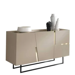 Große Kommode in Taupe mit Spiegel in Bronze - Fashiona