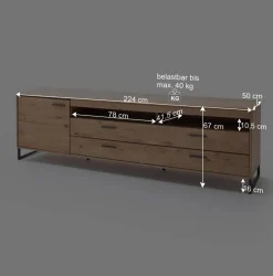 Großes Design TV Board & Wandregal - Assela (zweiteilig)
