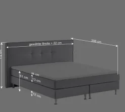H3 Boxspringbett in Hellgrau Stoff & Chrom - Tuwedia