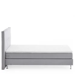 H3 Boxspringbett in Hellgrau Stoff & Chrom - Tuwedia