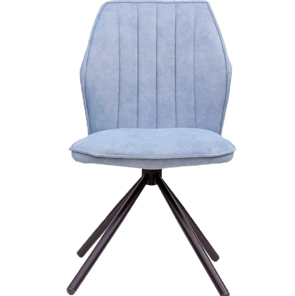 Hellblauer Esstisch-Stuhl mit Metallgestell - Lescalier (2er Set)