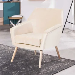 Heller Sessel in Creme Samtvelours - Agnesco
