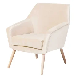 Heller Sessel in Creme Samtvelours - Agnesco