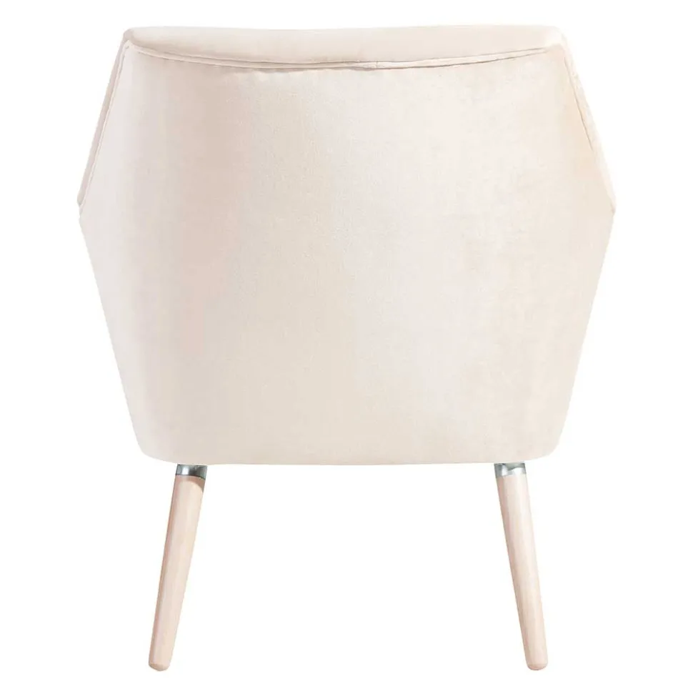 Heller Sessel in Creme Samtvelours - Agnesco