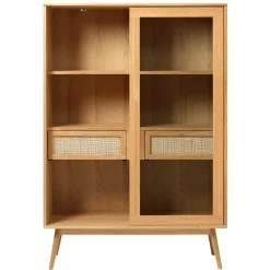 Helles Highboard mit Glas in Natur - Saltenas