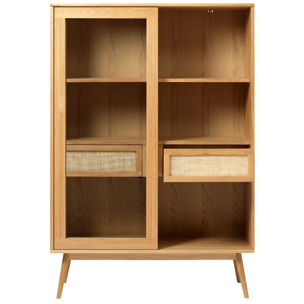 Helles Highboard mit Glas in Natur - Saltenas