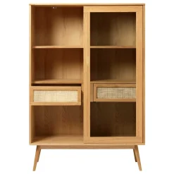 Helles Highboard mit Glas in Natur - Saltenas