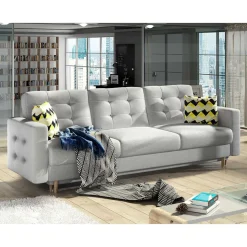 Helles Wohnzimmersofa mit Schlaffunktion - Yamura