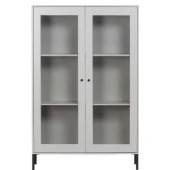 Hellgraue Vitrine aus Kiefer - 2-türig - Luvega