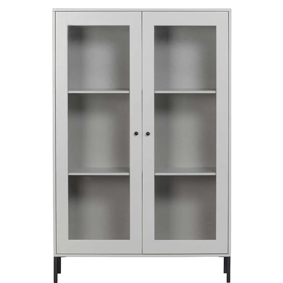 Hellgraue Vitrine aus Kiefer - 2-türig - Luvega